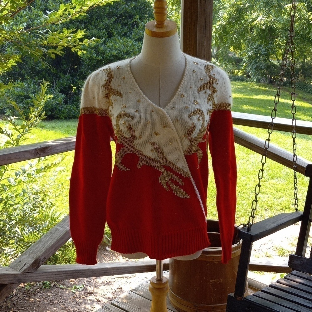 Vintage Dana Scott medium sweater angora wool blend beads